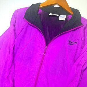 Vintage 90s Reebok Retro Purple Windbreaker Zip Up Jacket Stitched Logo Sz S